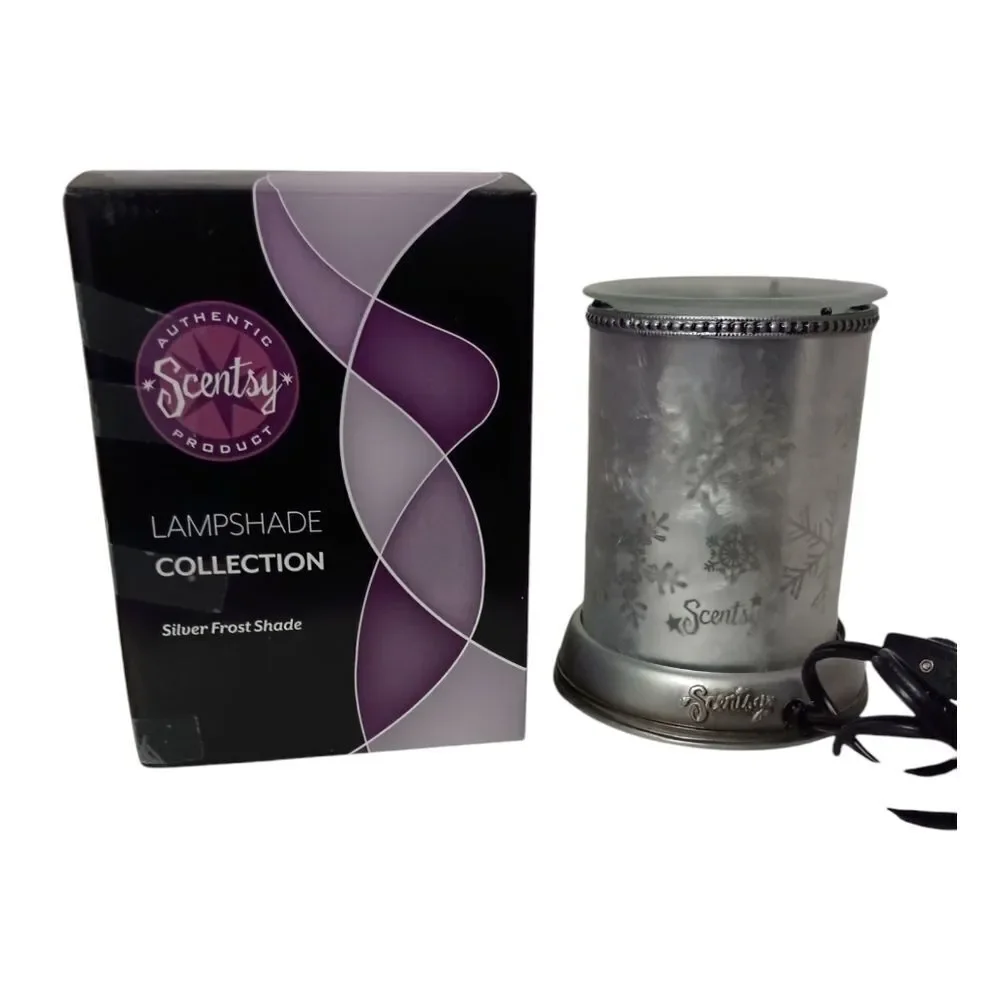 Scentsy Silver Frost Glass Shade Base Wax Warmer Lampshade Collection Snowflake.